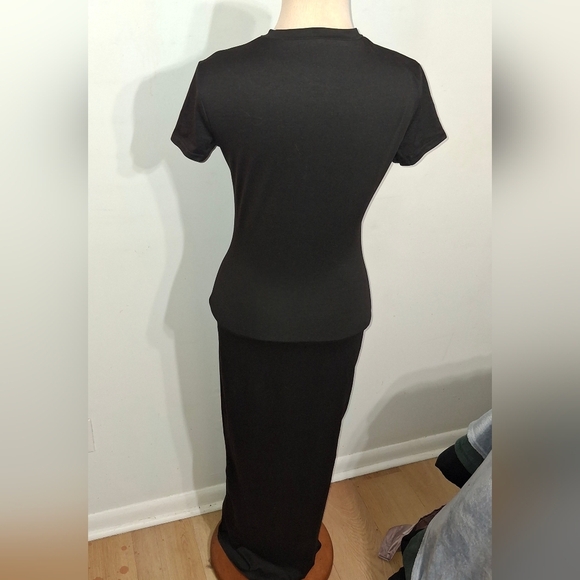 SHEIN Black Short Sleeve Maxi Dress- W  Sz Small - Picture 3 of 4